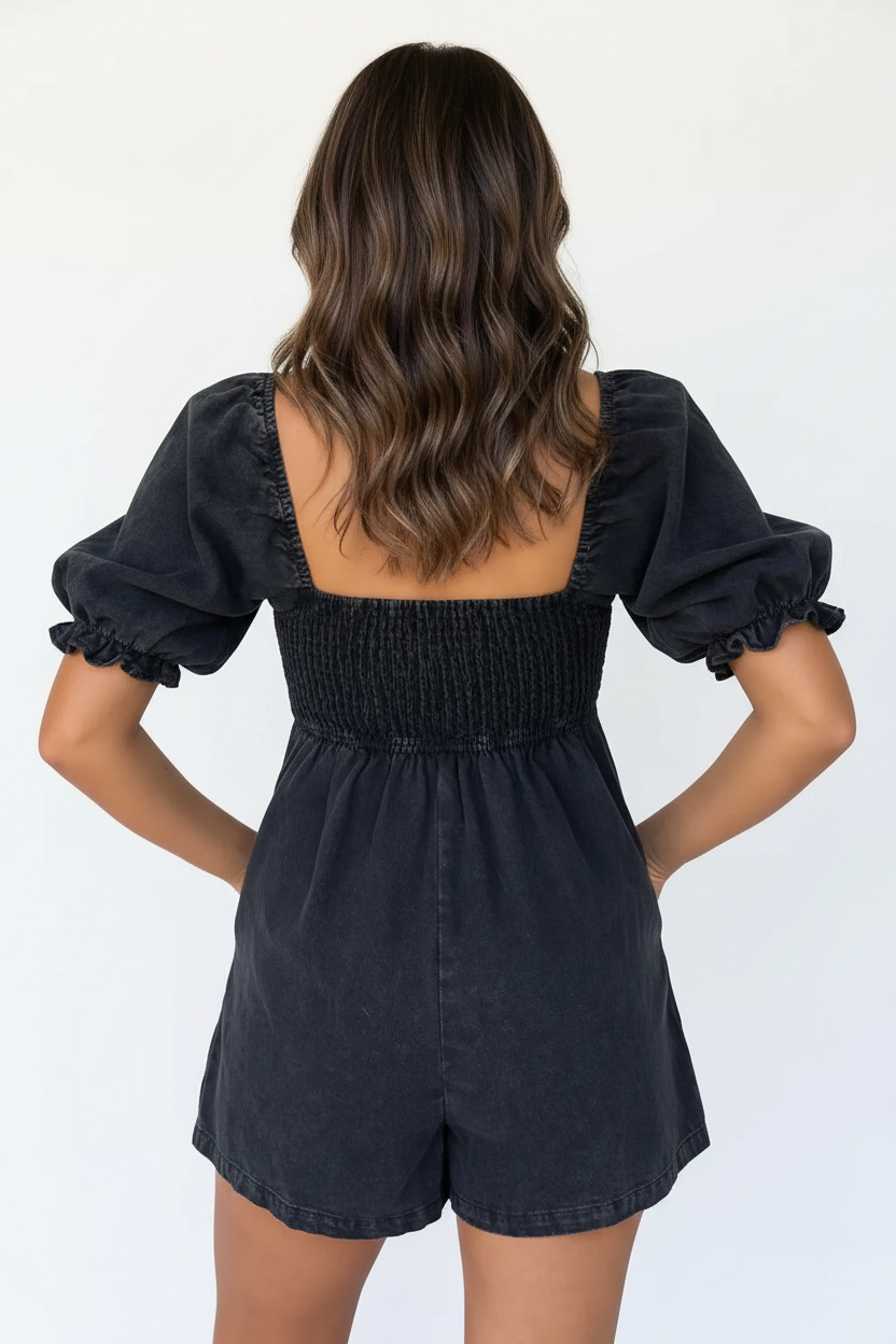 Smocked Puff Sleeve Romper