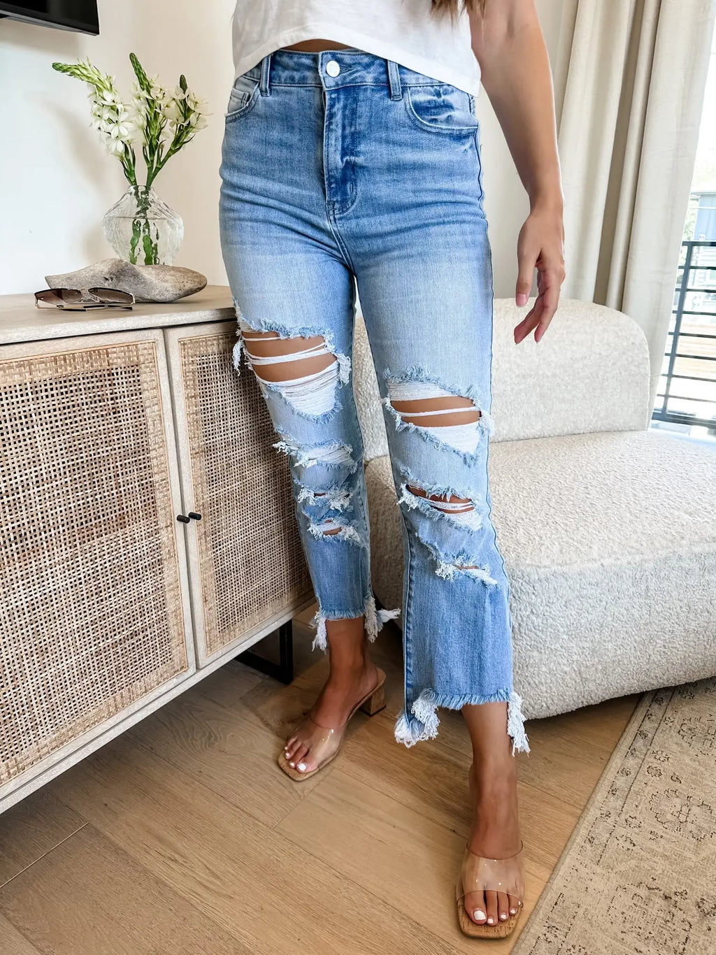 Distressed Crop Jeans
