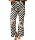 Distressed Checker Jeans