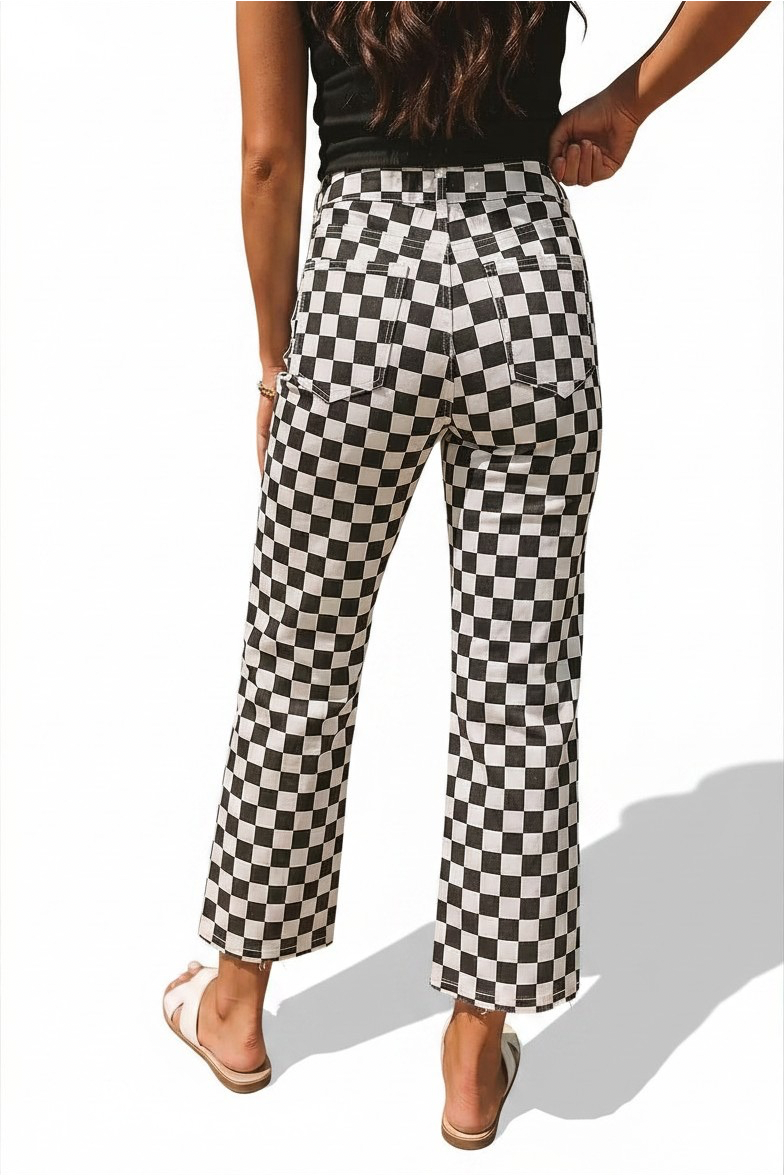 Distressed Checker Jeans