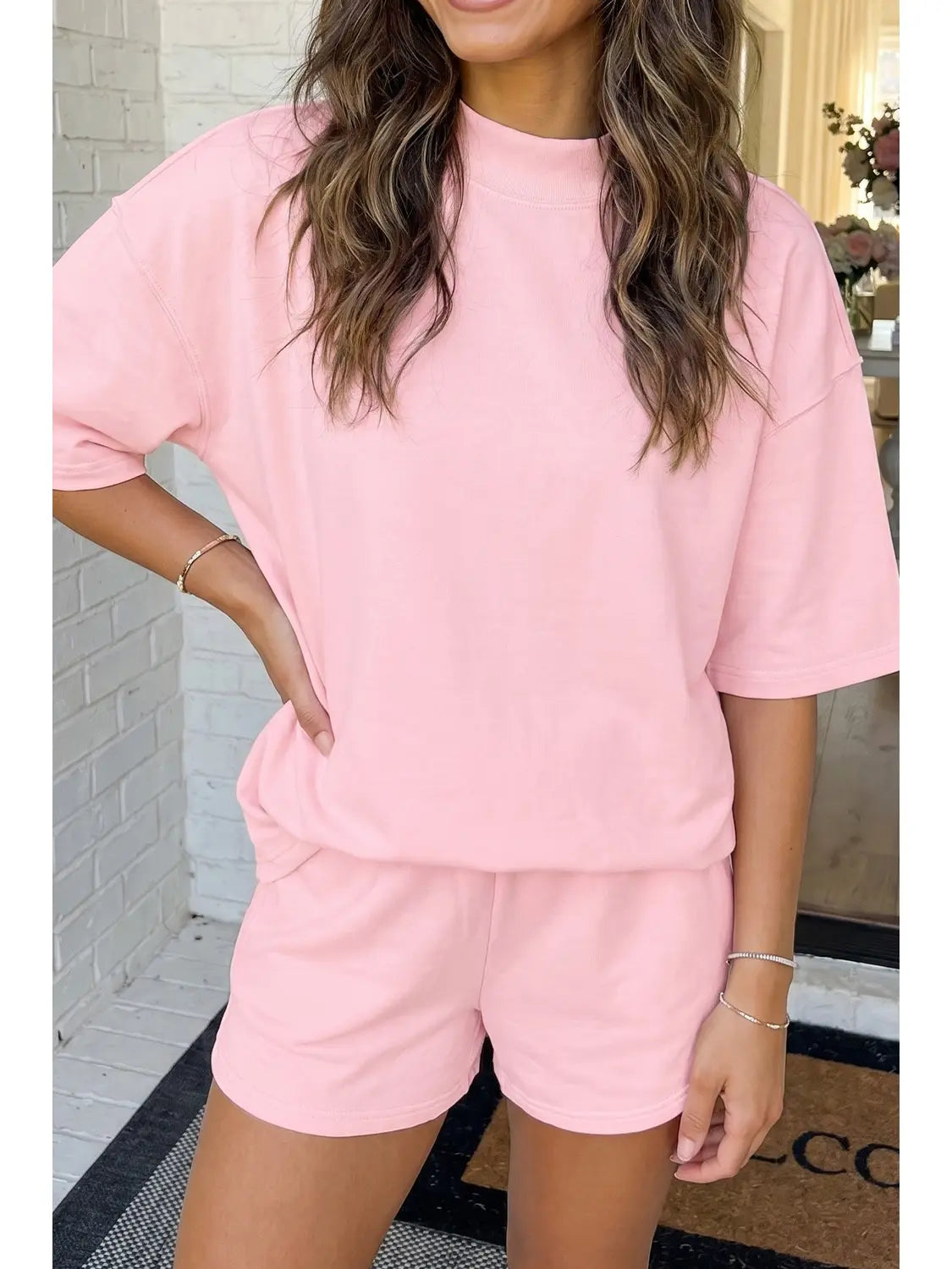 Mock Neck Sweatshirt Two-Piece Set