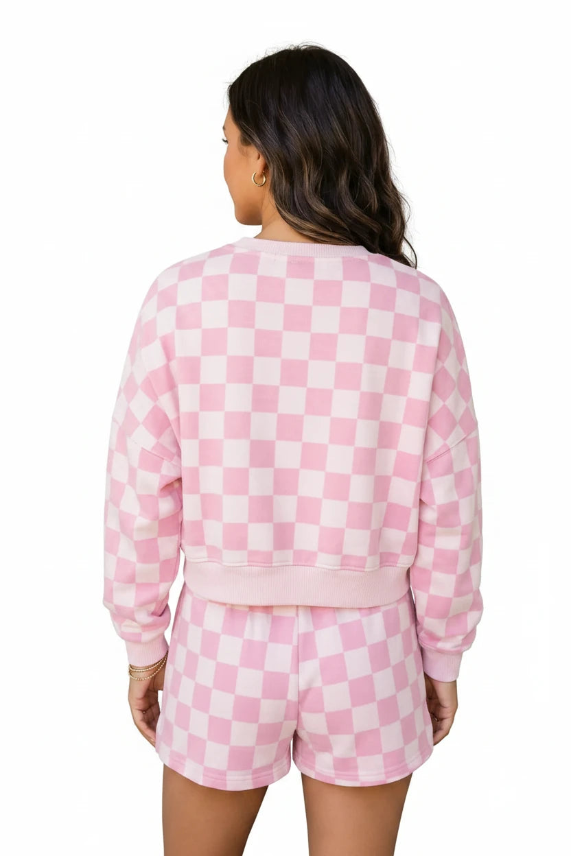 Pink Checkered Lounge set