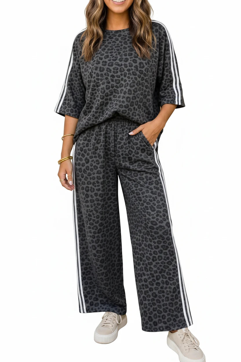 Leopard Side-Striped Lounge Set