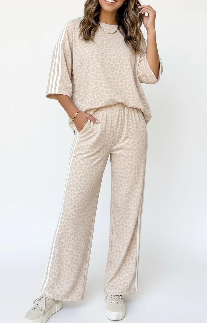 Leopard Side-Striped Lounge Set